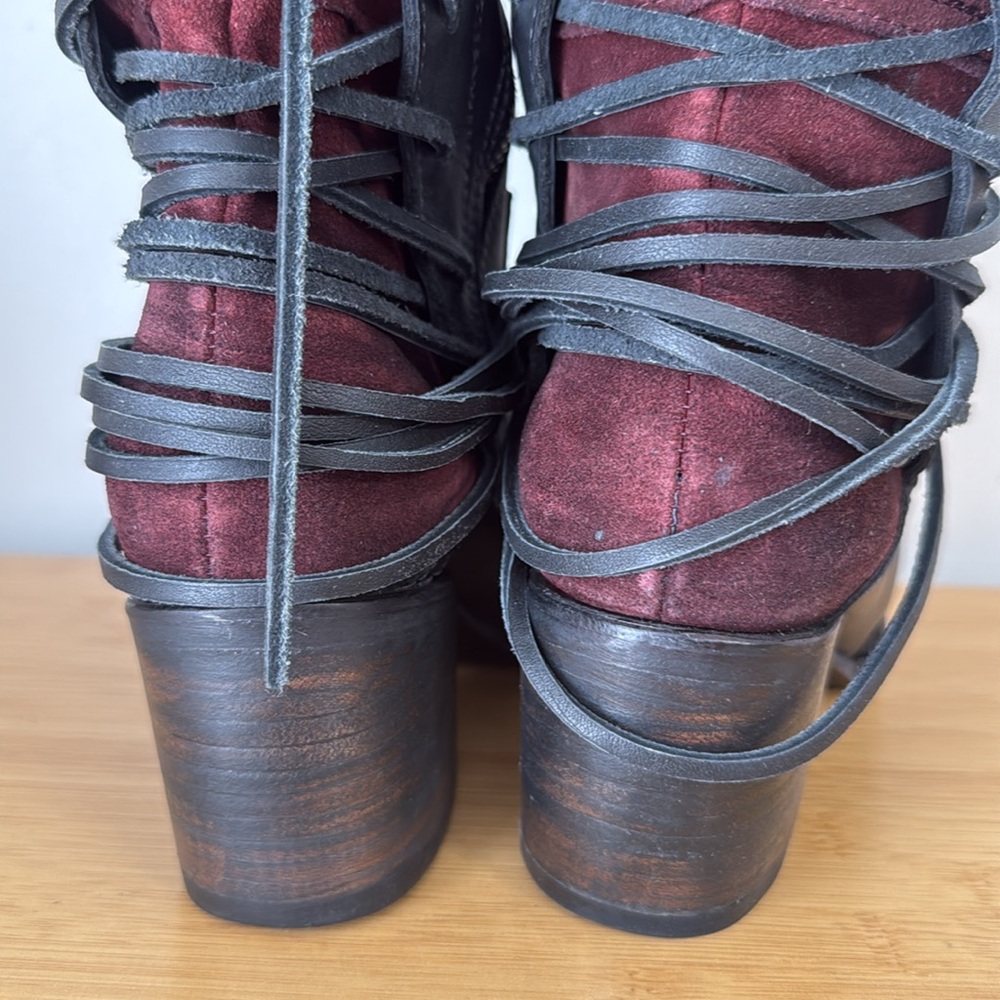 Freebird Charcoal Lace-Up Heeled Boots - Picture 8 of 9